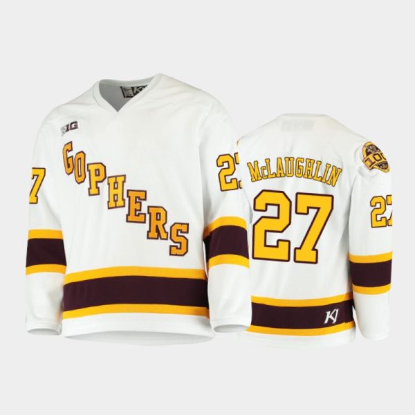 Men Minnesota Golden Gophers Blake McLaughlin #27 2021 B1G Tournament Championship White Throwback Jersey