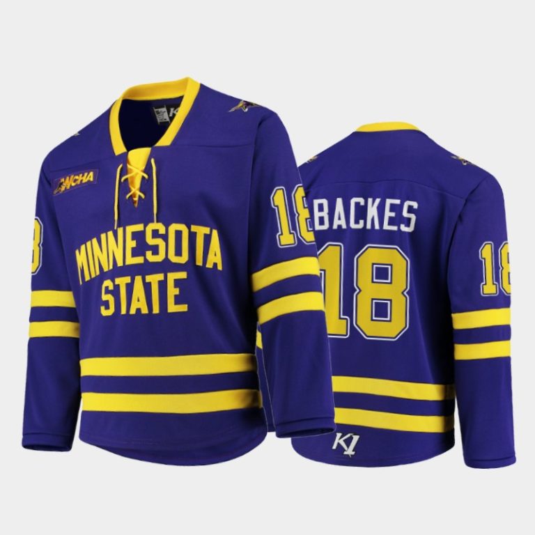 Men Minnesota State Mavericks David Backes #18 College Hockey Purple Replica Jersey