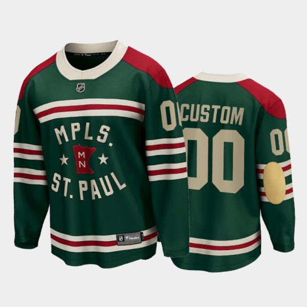 Men Minnesota Wild #00 Custom 2022 Winter Classic Green State of Hockey Jersey