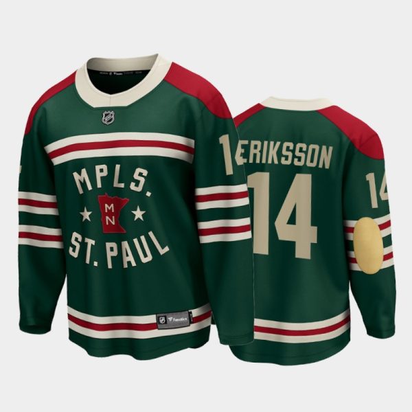 Men Minnesota Wild #14 Joel Eriksson Ek 2022 Winter Classic Green State of Hockey Jersey