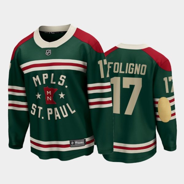 Men Minnesota Wild #17 Marcus Foligno 2022 Winter Classic Green State of Hockey Jersey