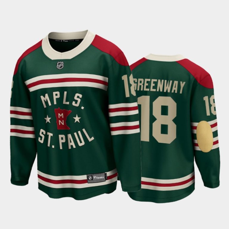 Men Minnesota Wild #18 Jordan Greenway 2022 Winter Classic Green State of Hockey Jersey