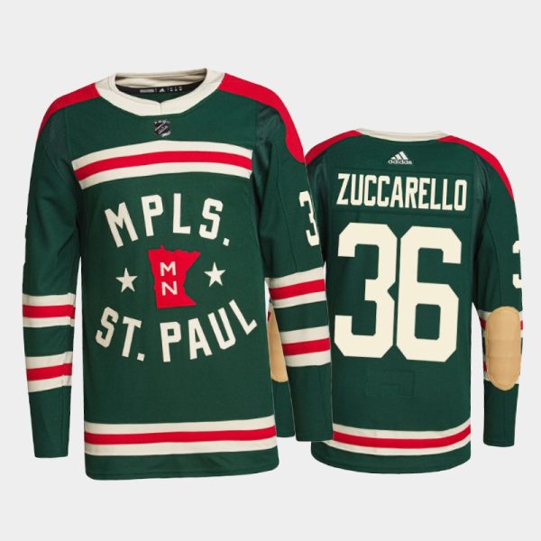 Men Minnesota Wild #36 Mats Zuccarello 2022 Winter Classic Green State of Hockey Jersey