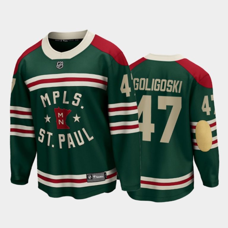 Men Minnesota Wild #47 Alex Goligoski 2022 Winter Classic Green State of Hockey Jersey