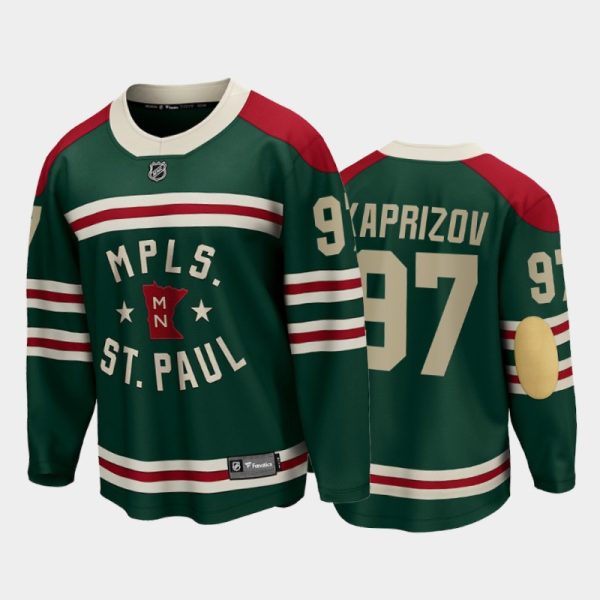 Men Minnesota Wild #97 Kirill Kaprizov 2022 Winter Classic Green State of Hockey Jersey