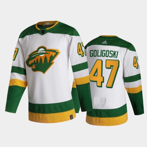 Men Minnesota Wild Alex Goligoski #47 2021 Reverse Retro White Special Edition Jersey