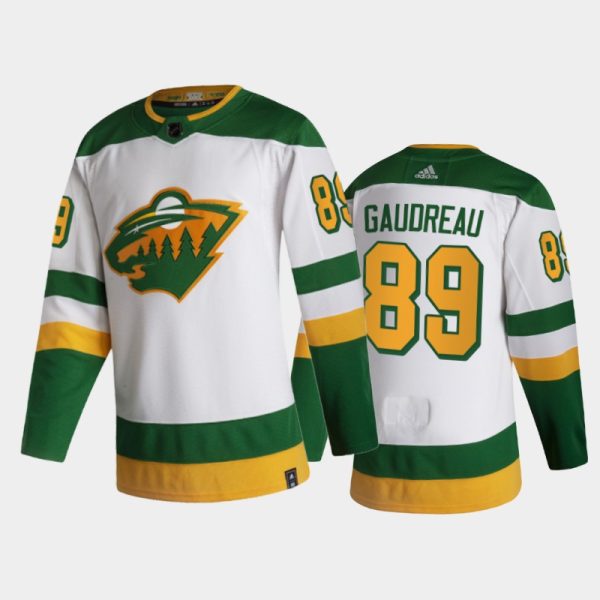 Men Minnesota Wild Frederick Gaudreau #89 2021 Reverse Retro White Special Edition Jersey