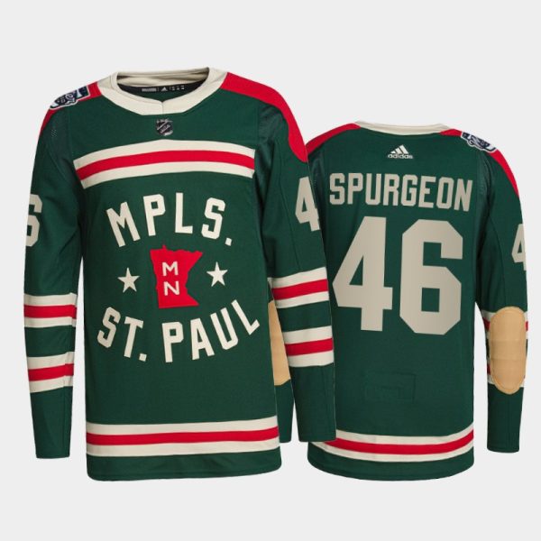 Men Minnesota Wild Jared Spurgeon #46 2022 Winter Classic Green Jersey