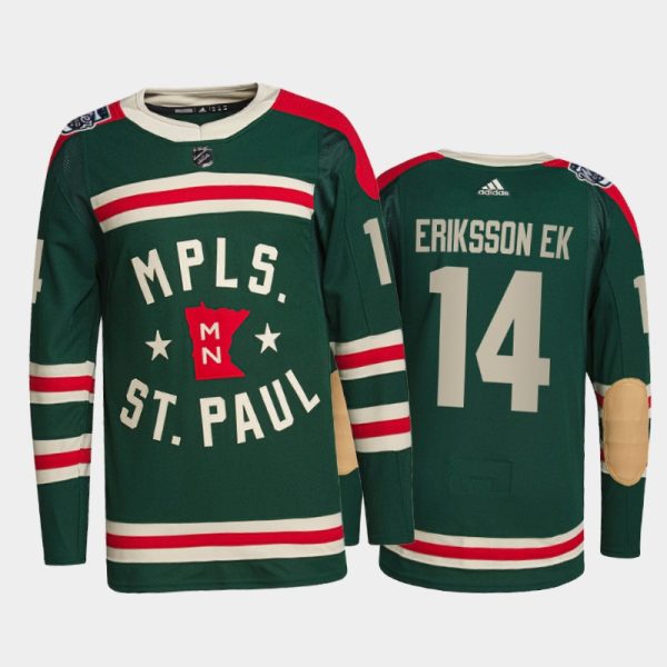 Men Minnesota Wild Joel Eriksson Ek #14 2022 Winter Classic Green Jersey