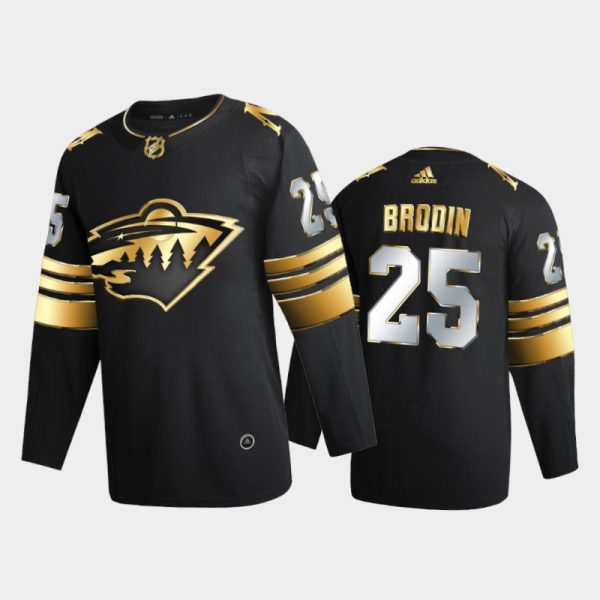 Men Minnesota Wild Jonas Brodin #25 2020-21 Golden Edition Black Limited Jersey