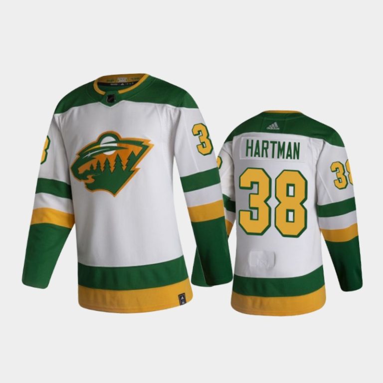 Men Minnesota Wild Ryan Hartman #38 Reverse Retro 2020-21 White Jersey