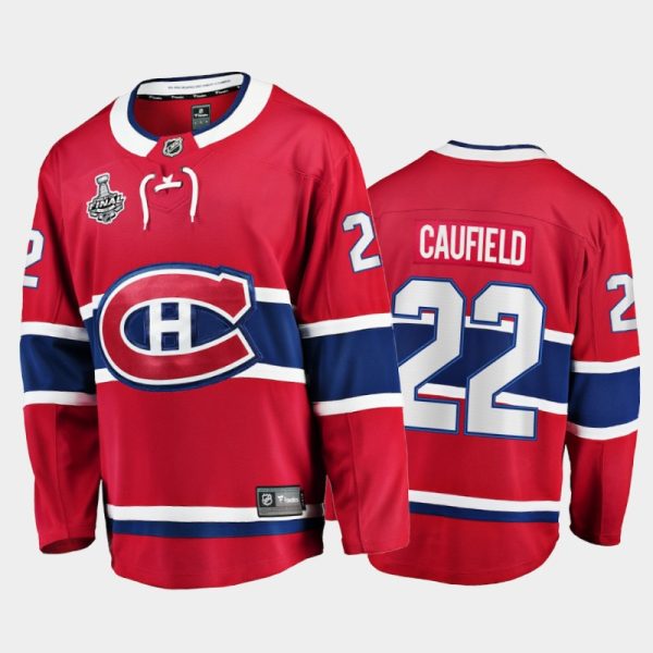 Men Montreal Canadiens #22 Cole Caufield 2021 Stanley Cup Final Red Home Jersey