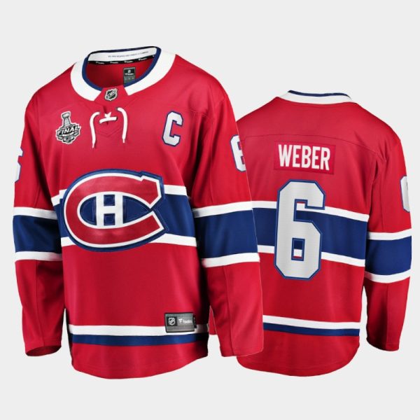 Men Montreal Canadiens #6 Shea Weber 2021 Stanley Cup Final Red Home Jersey
