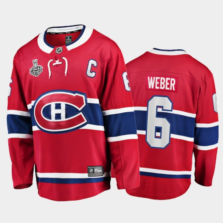 Men Montreal Canadiens #6 Shea Weber 2021 Stanley Cup Final Red Home Jersey