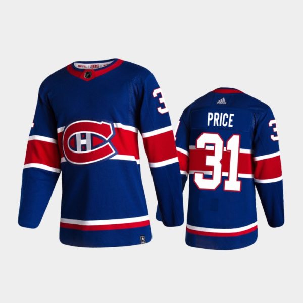 Men Montreal Canadiens Carey Price #31 Reverse Retro 2020-21 Blue Jersey