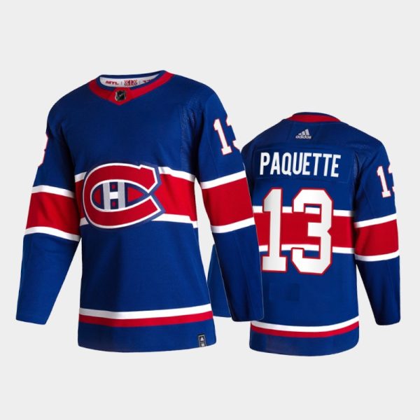 Men Montreal Canadiens Cedric Paquette #13 2021 Reverse Retro Blue Special Edition Jersey