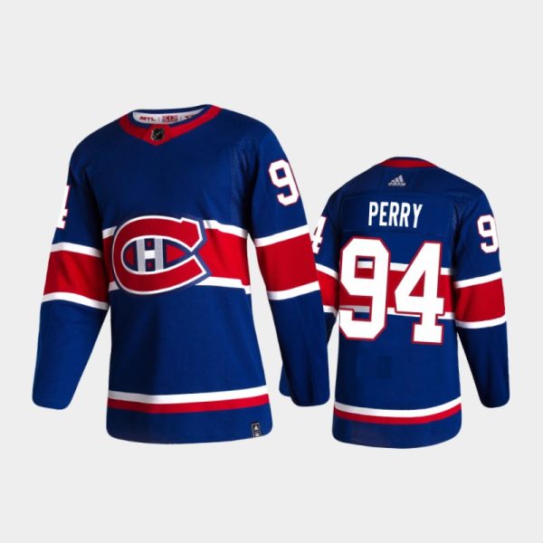 Men Montreal Canadiens Corey Perry #94 Reverse Retro 2020-21 Royal Special Edition Pro Jersey