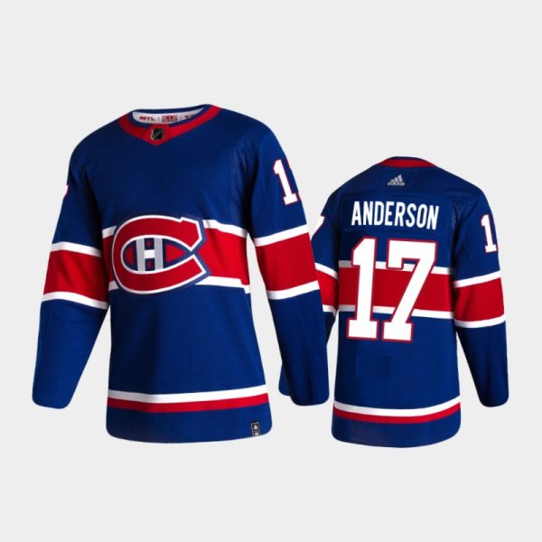 Men Montreal Canadiens Josh Anderson #17 Reverse Retro 2020-21 Blue Jersey