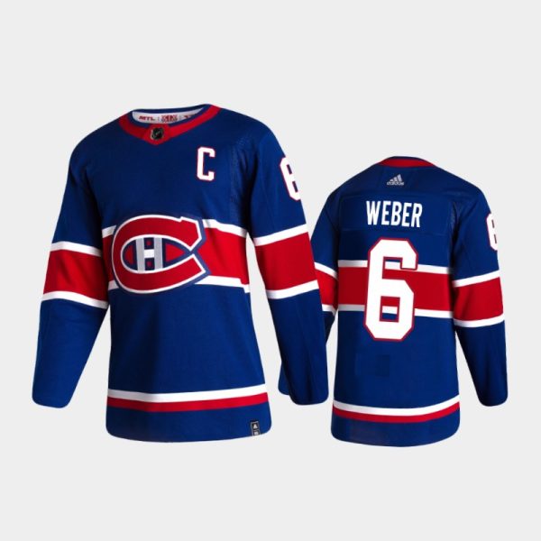Men Montreal Canadiens Shea Weber #6 Reverse Retro 2020-21 Blue Jersey
