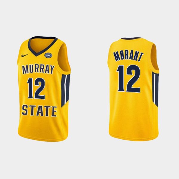 Men Murray St. Racers Ja Morant #12 College Basketball Gold Jersey