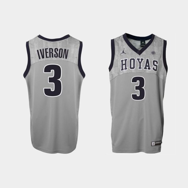 Men NCAA Basketball Allen Iverson #3 Hardwood Classics Hoyas Grey Jersey