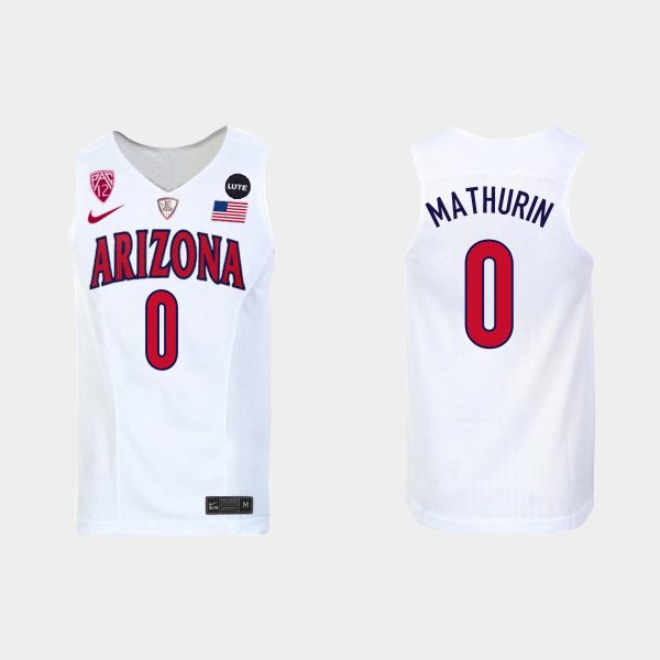 Men NCAA Basketball Arizona Wildcats Bennedict Mathurin College Basketball Jersey White