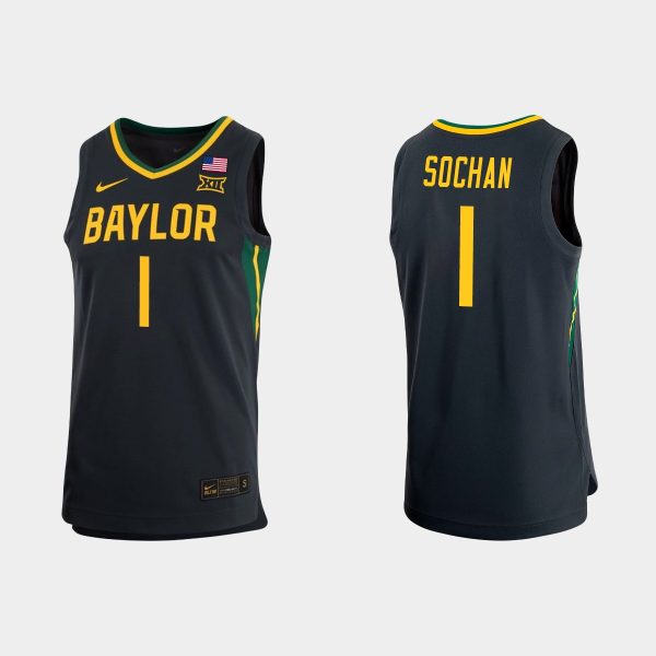 Men NCAA Basketball Baylor Bears Jeremy Sochan Replica Jersey Black