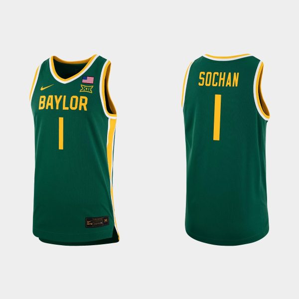 Men NCAA Basketball Baylor Bears Jeremy Sochan Replica Jersey Green