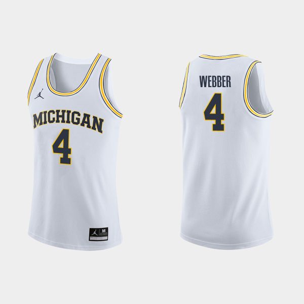 Men NCAA Basketball Chris Webber #4 College Michigan Wolverines White Jersey