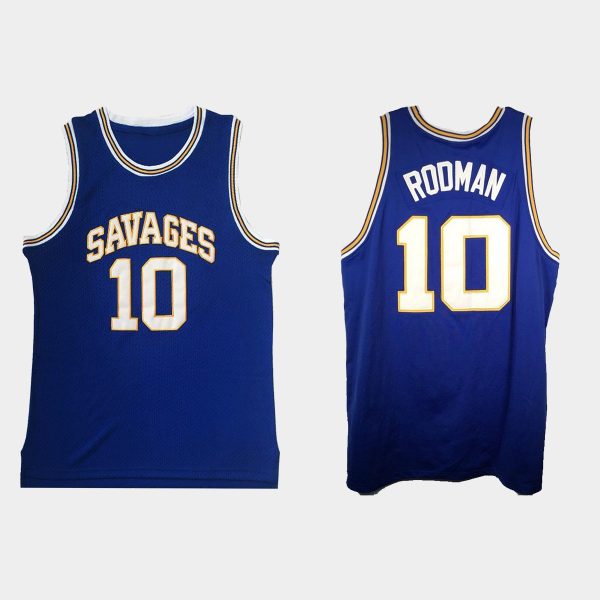 Men NCAA Basketball Dennis Rodman #10 College Oklahoma Savages Blue Jersey