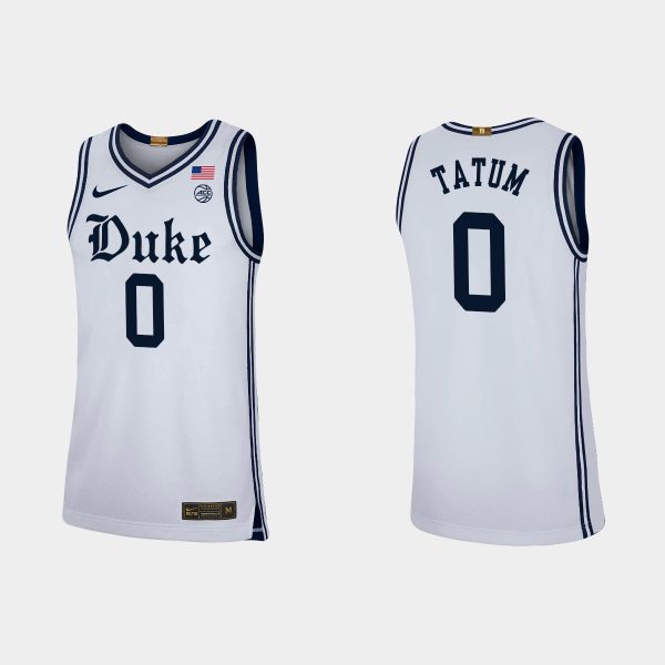 Men NCAA Basketball Duke Blue Devils #0 Jayson Tatum White Replica Basketball Jersey