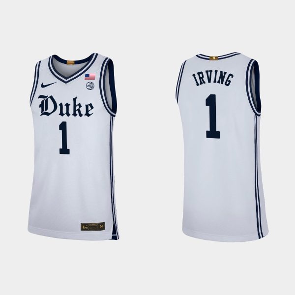 Men NCAA Basketball Duke Blue Devils #1 Kyrie Irving White Replica Basketball Jersey