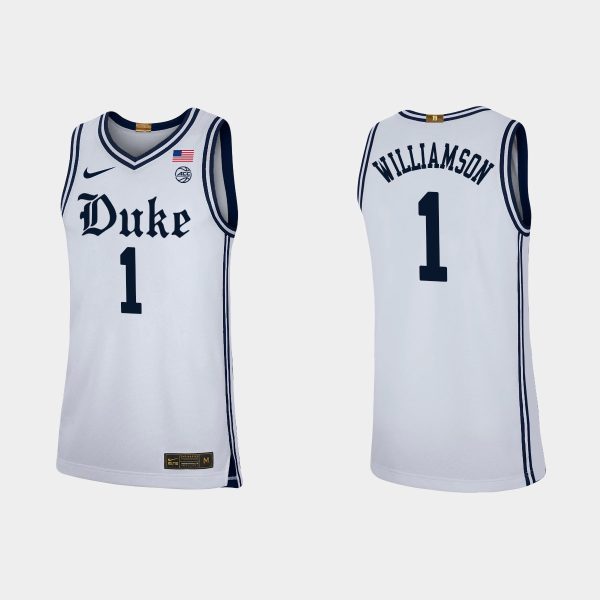 Men NCAA Basketball Duke Blue Devils #1 Zion Williamson White Replica Basketball Jersey