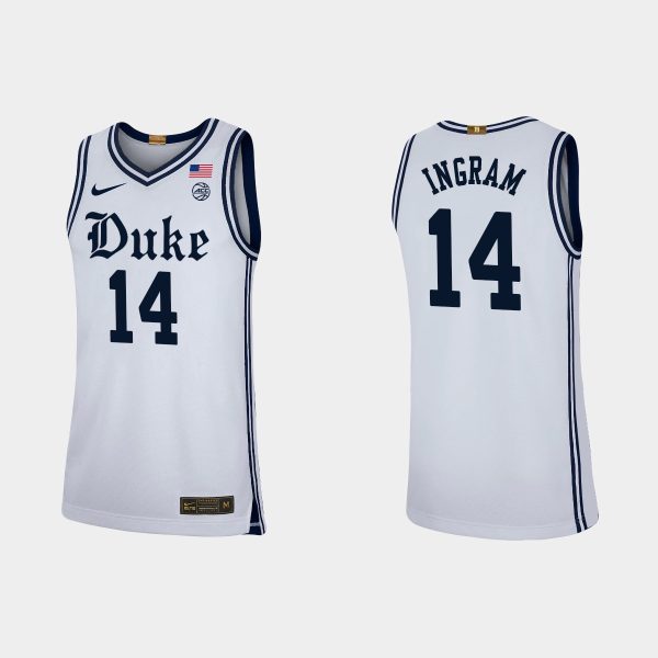 Men NCAA Basketball Duke Blue Devils #14 Brandon Ingram White Replica Basketball Jersey