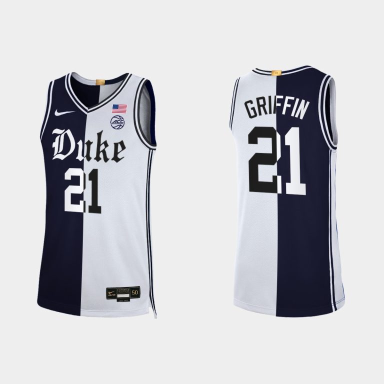 Men NCAA Basketball Duke Blue Devils 2021-22 #21 AJ Griffin Black White Cameron Brotherhood Split Edition Jersey