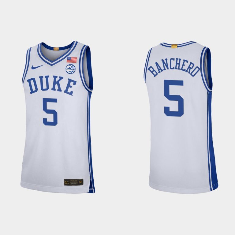 Men NCAA Basketball Duke Blue Devils 2021-22 #5 Paolo Banchero White College Basketball Limited Jersey