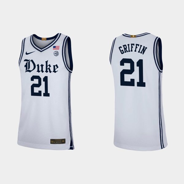 Men NCAA Basketball Duke Blue Devils #21 AJ Griffin White Replica Basketball Jersey