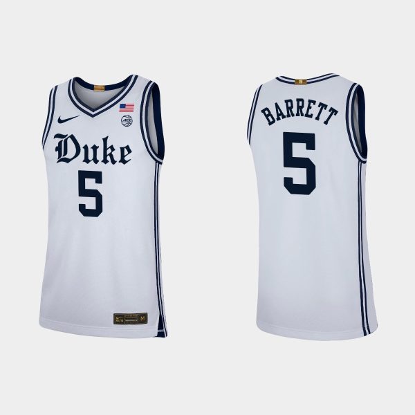 Men NCAA Basketball Duke Blue Devils #5 RJ Barrett White Replica Basketball Jersey