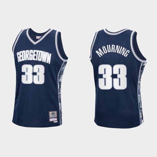 Men NCAA Basketball Georgetown Hoyas 1995-96 #33 Alonzo Mourning Navy Vintange Dri-FIT Swingman Jersey