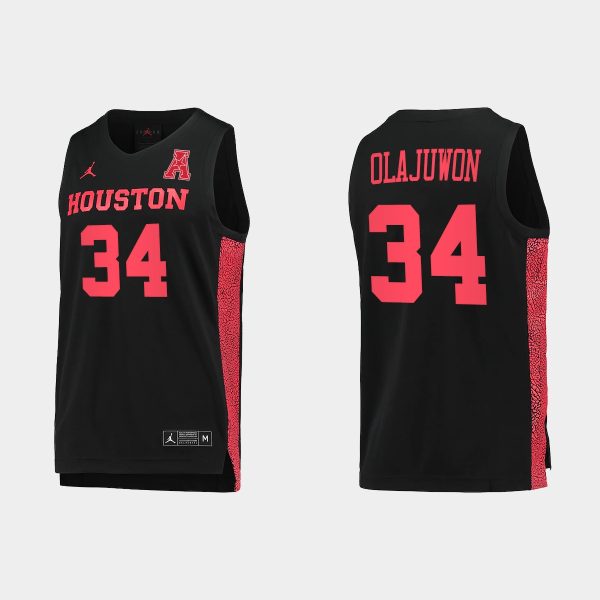 Men NCAA Basketball Houston Cougars 2021 #34 Hakeem Olajuwon Black Replica Jersey