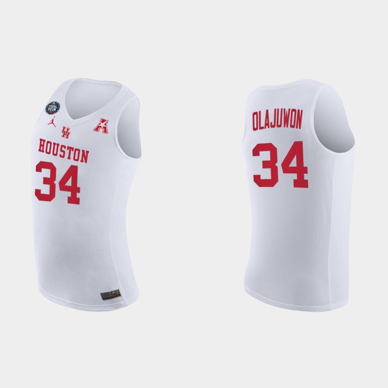 Men NCAA Basketball Houston Cougars 2021 #34 Hakeem Olajuwon White March Madness Final Four Replica Jersey