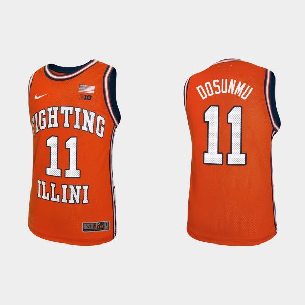 Men NCAA Basketball Illinois Fighting Illini #11 Ayo Dosunmu Orange Throwback Basketball Jersey