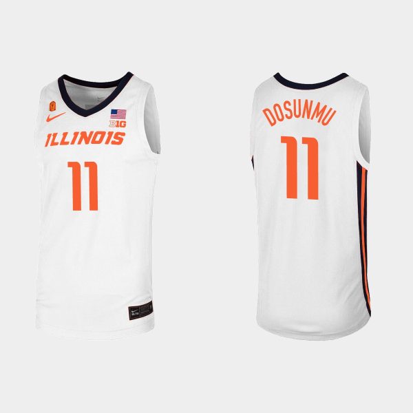 Men NCAA Basketball Illinois Fighting Illini #11 Ayo Dosunmu White Replica Basketball Jersey