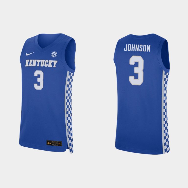 Men NCAA Basketball Kentucky Wildcat Keldon Johnson College Basketball Jersey Royal