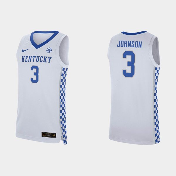 Men NCAA Basketball Kentucky Wildcat Keldon Johnson College Basketball Jersey White