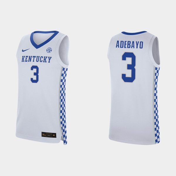 Men NCAA Basketball Kentucky Wildcats Bam Adebayo Replica Jersey White