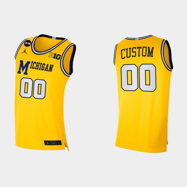 Men NCAA Basketball Michigan Wolverines 2021 #00 Custom Yellow Jersey