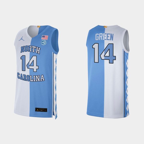 Men NCAA Basketball North Carolina Tar Heels 2021 #14 Danny Green Blue White Special Split Edition Jersey