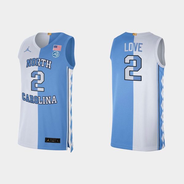 Men NCAA Basketball North Carolina Tar Heels 2021 #2 Caleb Love Blue White Special Split Edition Jersey