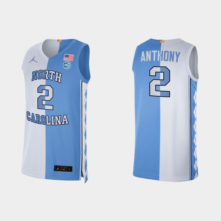 Men NCAA Basketball North Carolina Tar Heels 2021 #2 Cole Anthony Blue White Special Split Edition Jersey